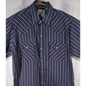 Ely Cattleman Men's Striped Western Pearl Snap Short Sleeve Shirt - Size M